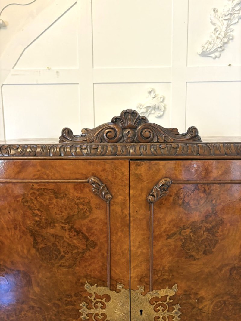 Outstanding Quality Antique Burr Walnut Cocktail Cabinet - Image 7